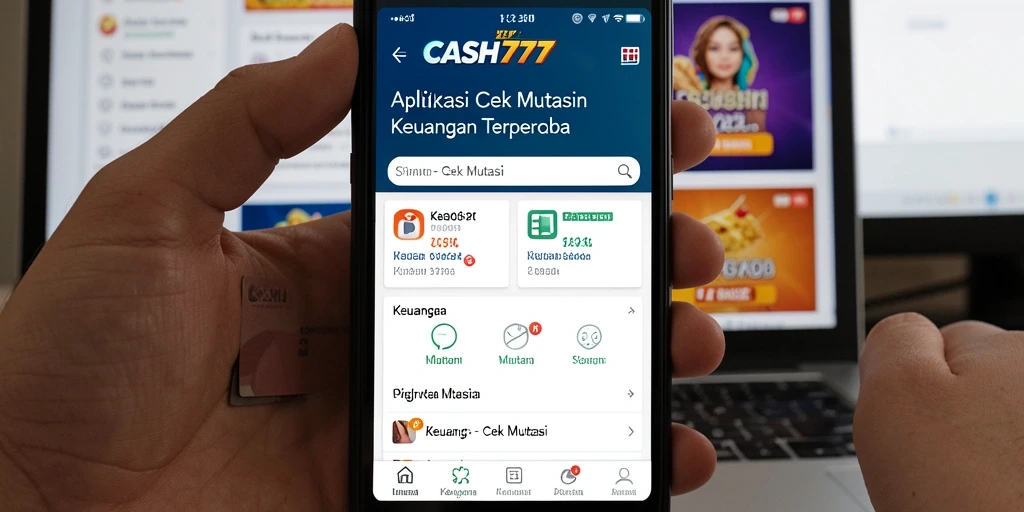 Tampilan antarmuka aplikasi CASH777 untuk cek mutasi keuangan.