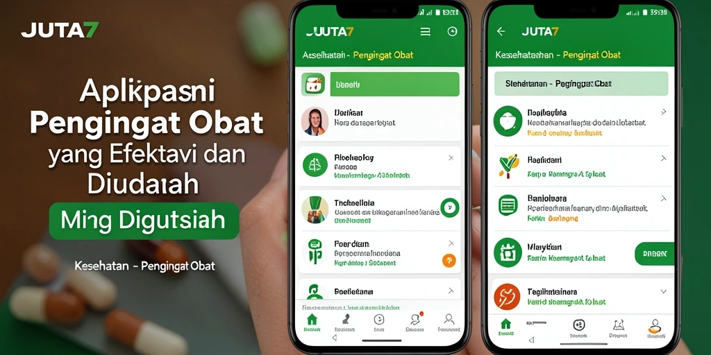 Antarmuka JUTA7 yang ramah pengguna menampilkan pengingat obat dengan jelas.